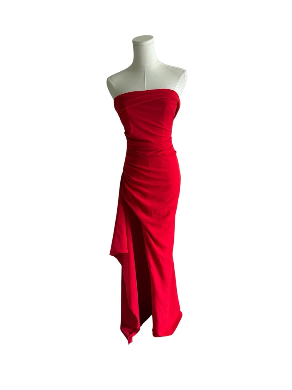 Babyboo Zafira Red Strapless Ruched Thigh Slit Maxi Formal Dress S NWT - Picture 11 of 11